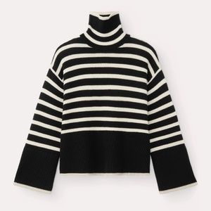 Toteme Signature Striped Turtleneck Sweater, Size M